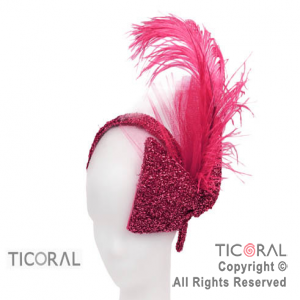 SOMBRERO VINCHA CON MO�O Y PLUMAS LAME FUCSIA x 1